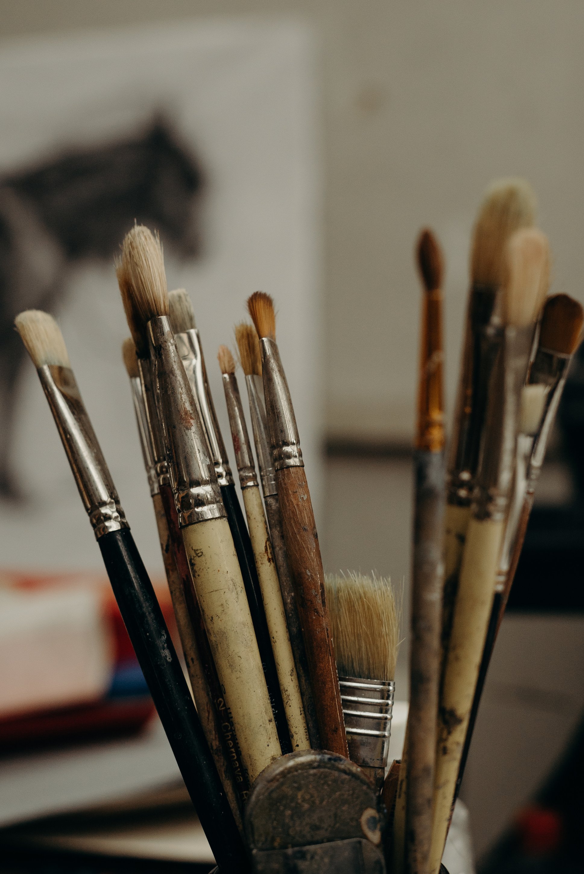 Brown and Black Paint Brushes